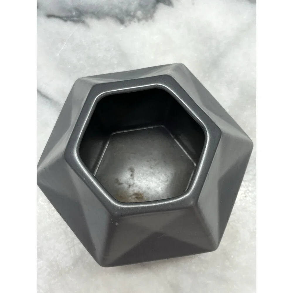 IKEA Almhult Livslang Gray Charcoal Faceted Hexagon Vase 3